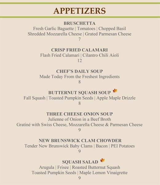 Chardonnay Restaurant Menu, Menu for Chardonnay Restaurant, Mississauga