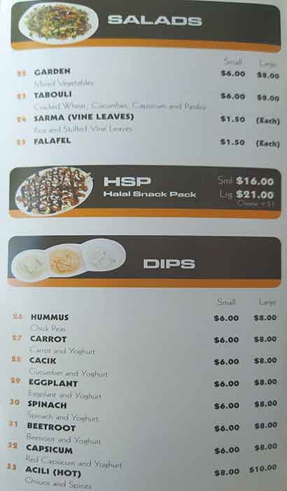 Menu at Melbourne Kebabs & Grill fast food, Thomastown