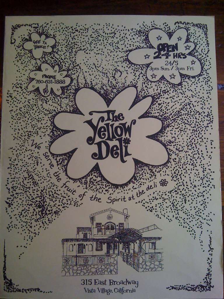 Menu at Yellow Deli restaurant, Vista, 315 E Broadway