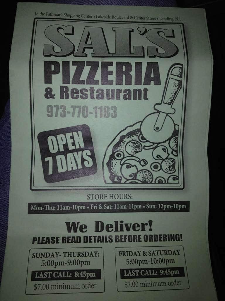 Sal's Pizzeria & Restaurant Menu Urbanspoon/Zomato