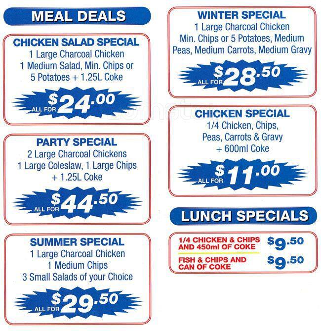 Morphett Vale Charcoal Chickens Menu Urbanspoon/Zomato