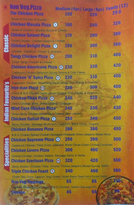 Pizza store world menu