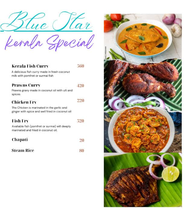 Menu of Blue Star, Ravet, Pune