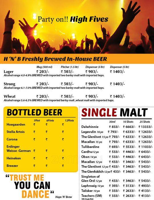 Menu at Hops n Brew, Gurugram