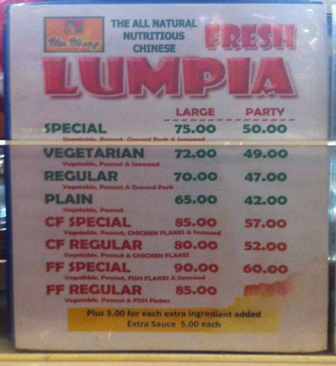Fresh Lumpia Menu, Menu for Fresh Lumpia, Alabang, Muntinlupa City