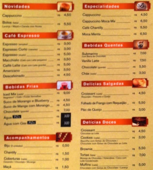 McCafé Menu, Menu de McCafé, Aricanduva, São Paulo