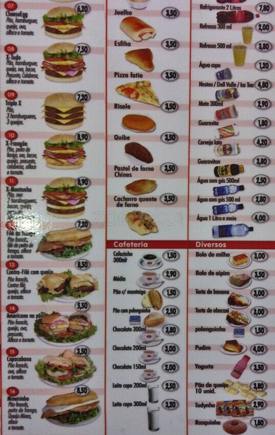 Lanchonete Tic Tac cardápio