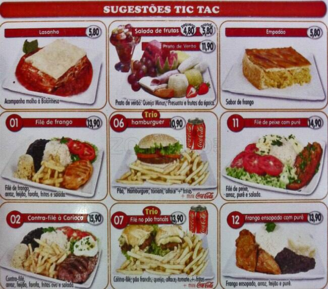Lanchonete Tic Tac cardápio