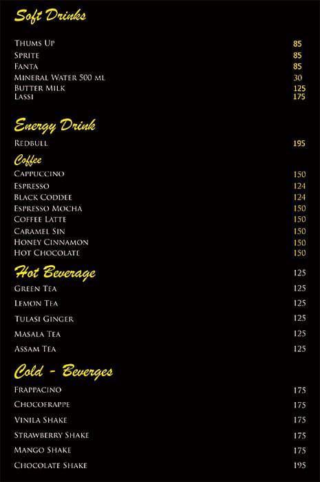 Saberi's Silver Salt Indian Cuisine menu