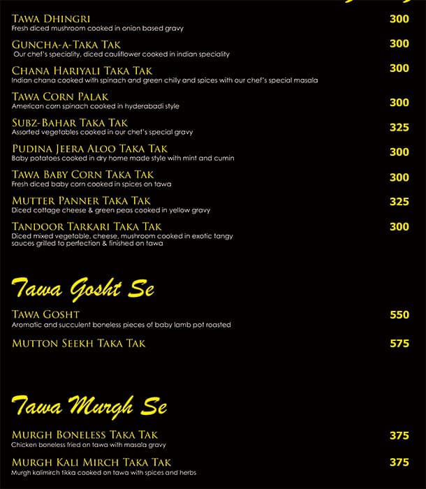 Saberi's Silver Salt Indian Cuisine menu