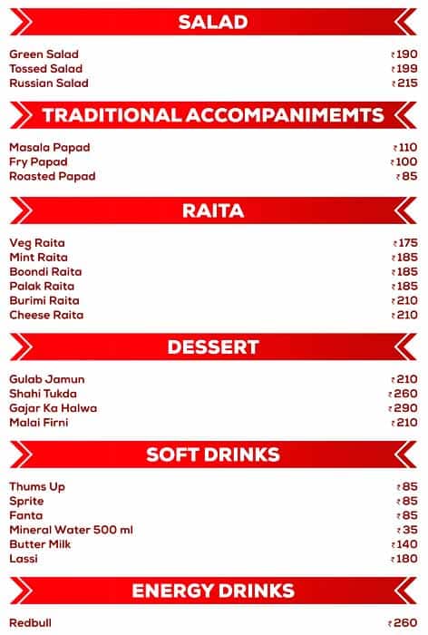 Saberi's Silver Salt Indian Cuisine menu