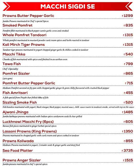 Saberi's Silver Salt Indian Cuisine menu