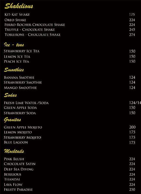 Saberi's Silver Salt Indian Cuisine menu