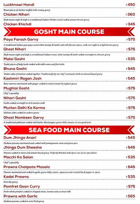Saberi's Silver Salt Indian Cuisine menu