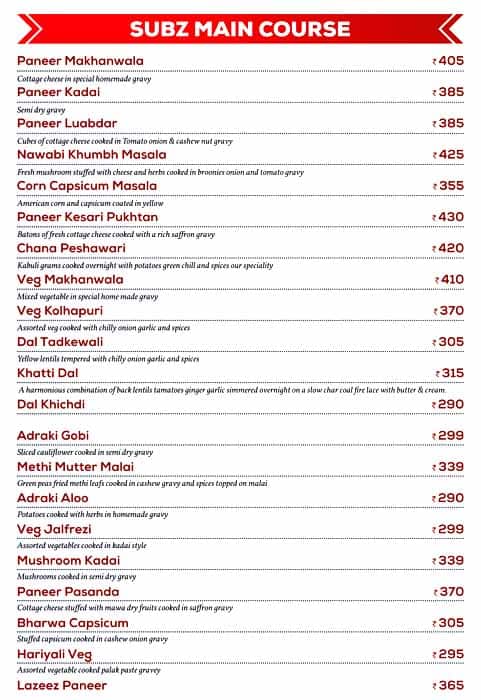 Saberi's Silver Salt Indian Cuisine menu