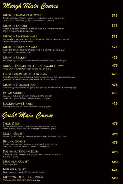 Saberi's Silver Salt Indian Cuisine menu