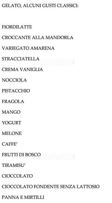 Menu di Cuordigelato 