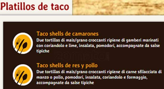 Menu di Los Cabos 