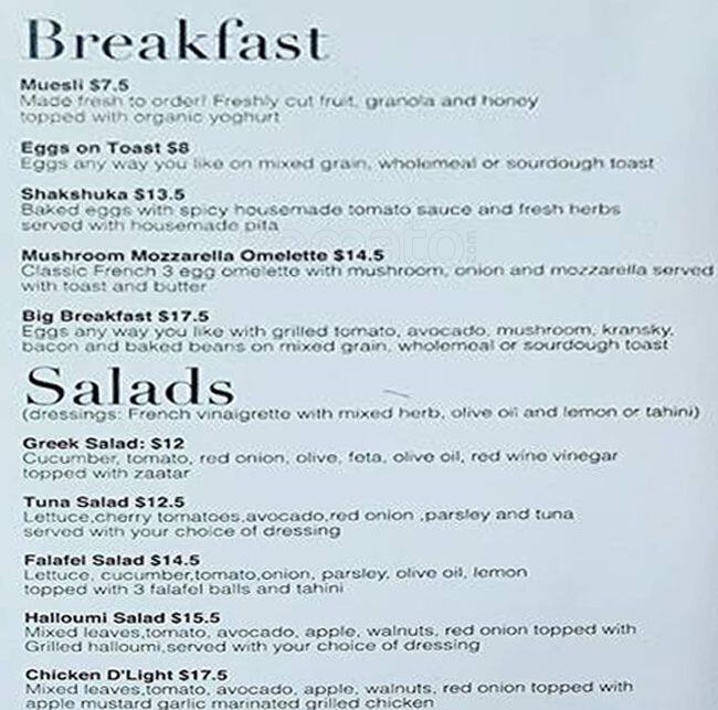 Mothership Cafe Menu, Menu for Mothership Cafe, Abbotsford, Melbourne