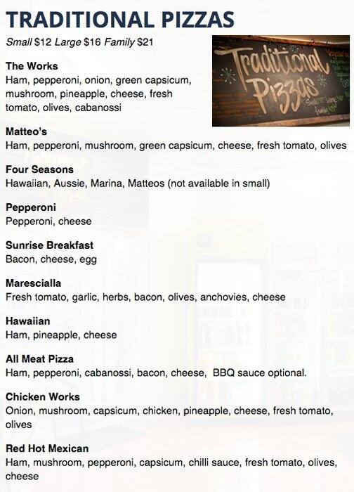 Menu at Matteo's Gourmet Pizza pizzeria, High