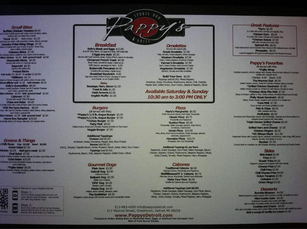 Pappy's Bar & Grill Menu Urbanspoon/Zomato