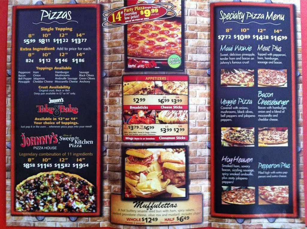 Johnny's Pizza House Menu - Urbanspoon/Zomato