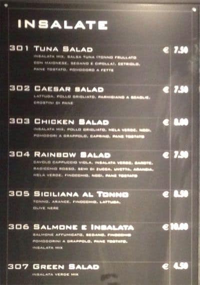 Menu di Caffè Pascucci 