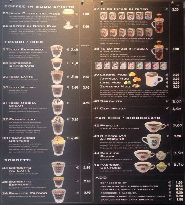 Menu di Caffè Pascucci 