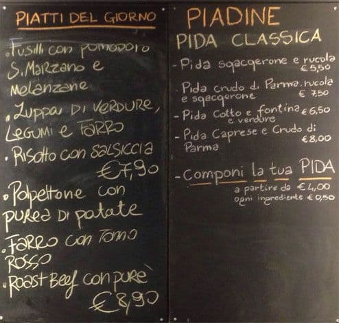 Menu di Caffè Pascucci 