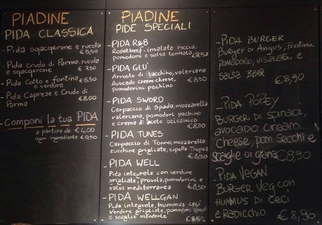 Menu di Caffè Pascucci 