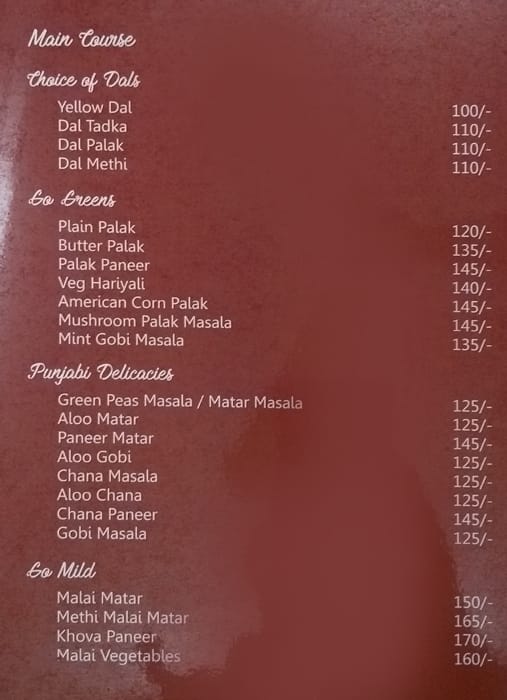 Gokul Veg menu
