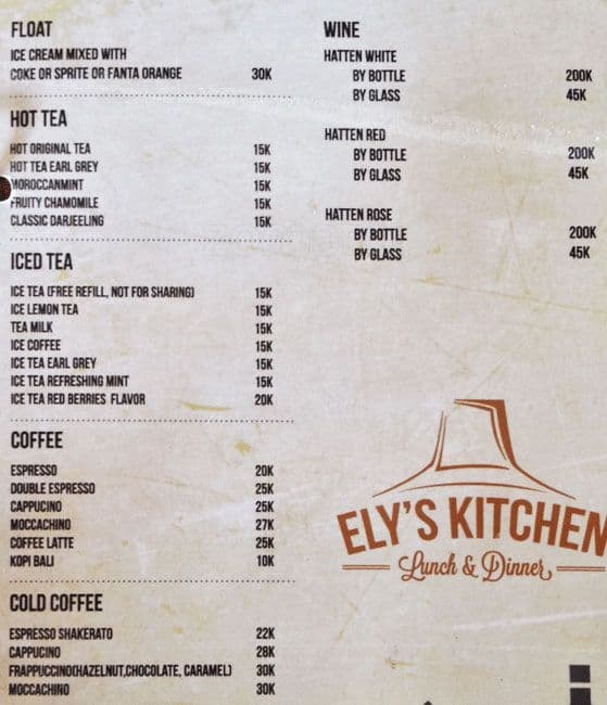 Ely S Kitchen Menu Menu For Ely S Kitchen Kerobokan Bali