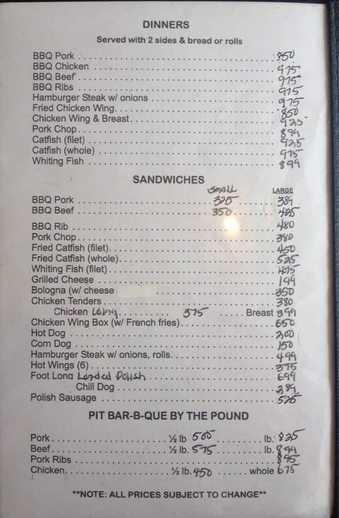 Menu at Lannie's BarBQ 2, Selma, 205 Medical Center Pkwy
