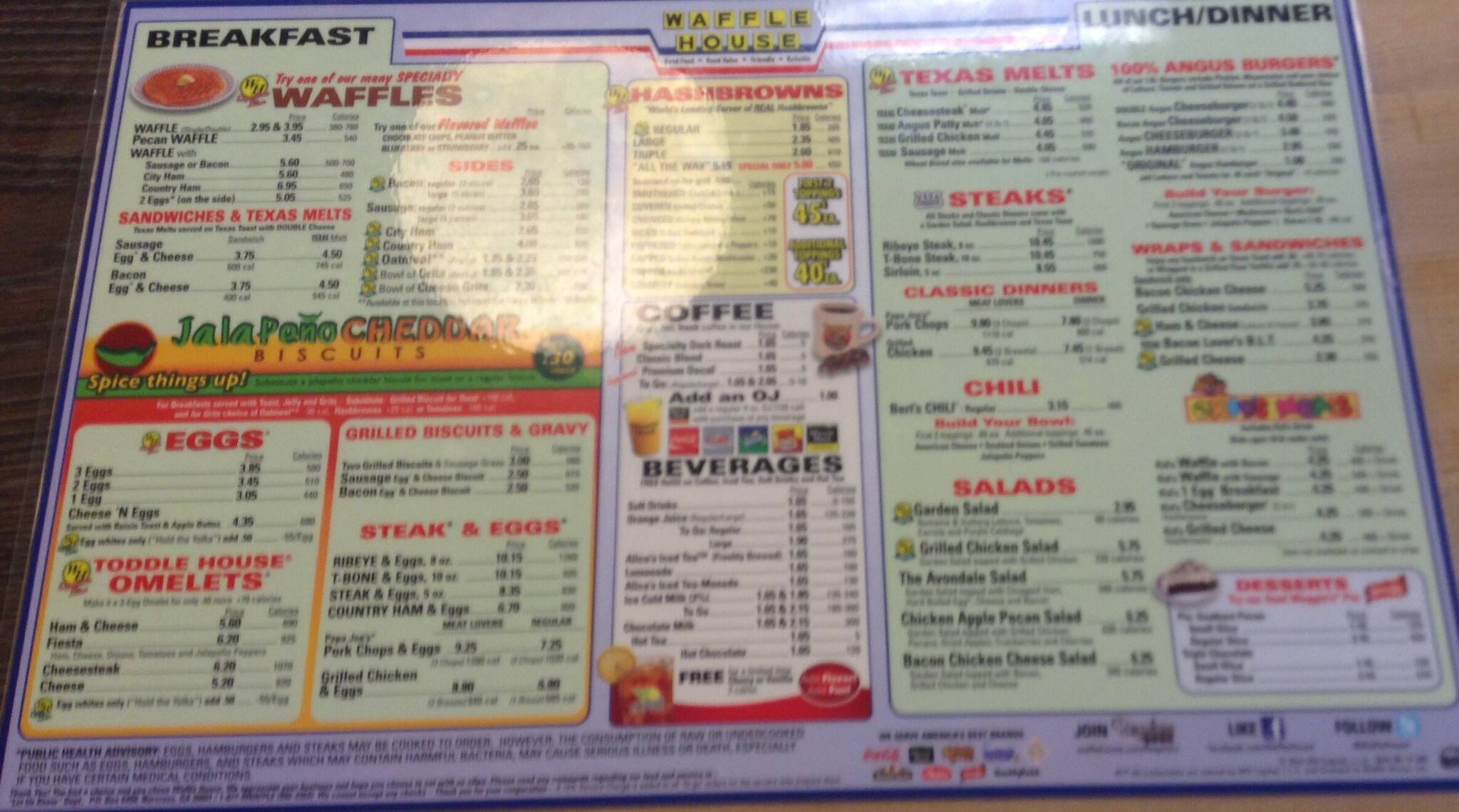 waffle house charlotte nc menu prices