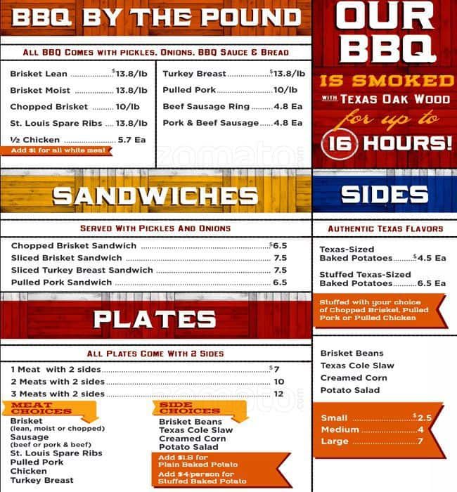 True Texas Bbq Menu Menu For True Texas Bbq Pleasanton