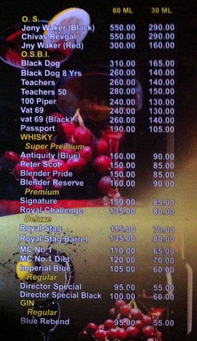 Green Valley menu