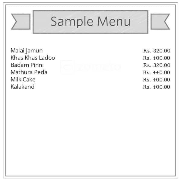 Nand Sweets menu