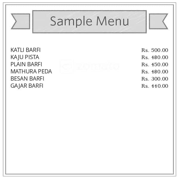 Nand Sweets menu