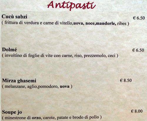 Menu di Sapori della Persia 