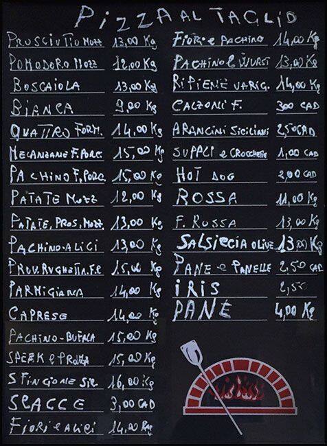 Menu di paradiso della pizza 