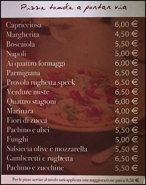 Menu di paradiso della pizza 