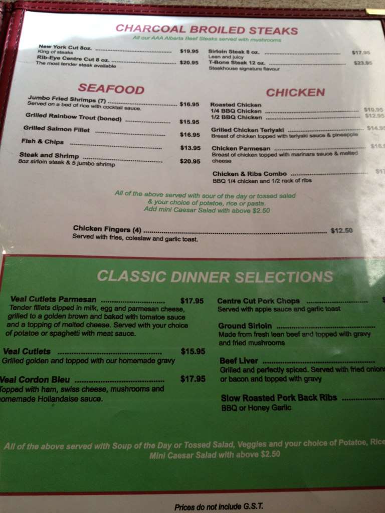 Flamingo menu