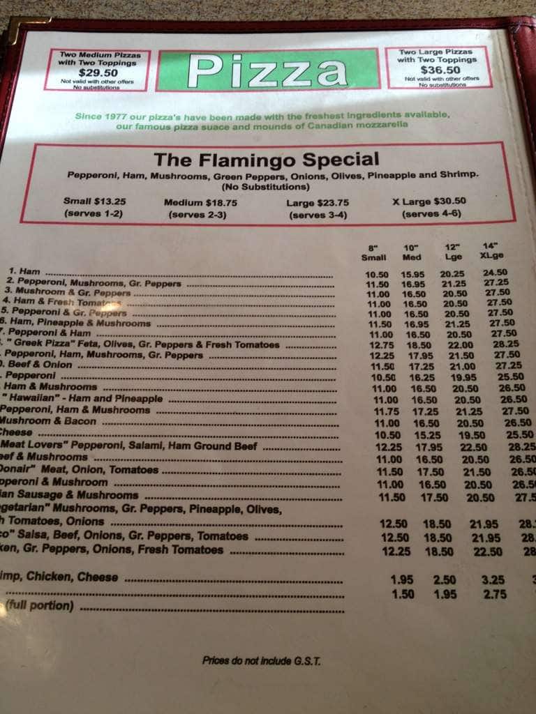 Flamingo menu