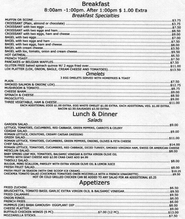 Le Petite Cafe Menu, Menu for Le Petite Cafe, Greenwich Village, New