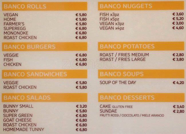 Menu di Banco Fast Food 