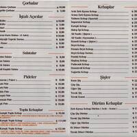 Tatlises Kebap Lahmacun Menu