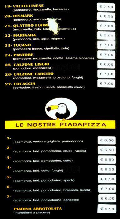 Menu di Il Tucano Bar, Pizzeria & Food 