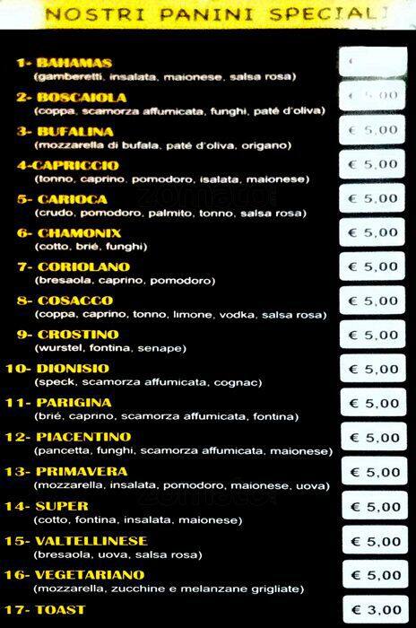 Menu di Il Tucano Bar, Pizzeria & Food 