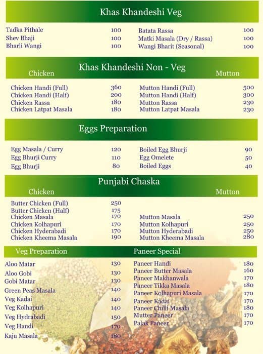 Menu at The Spice Junction(Khass Khandeshy), Pune, Aundh Hinjewadi road