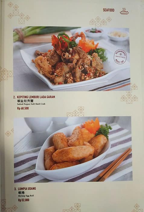 Menu at Ta Wan, Mall Taman Anggrek restaurant, West Jakarta